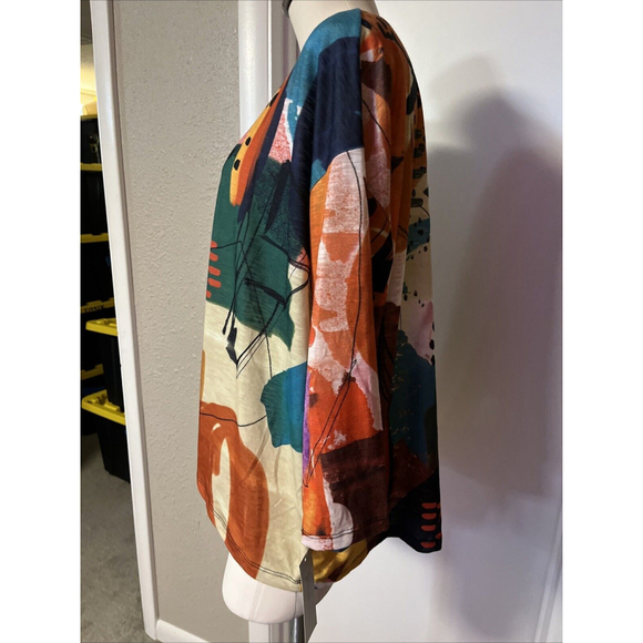 NWT Women’s Blouse Abstract By Jess And Jane Raglan Sleeve Colorful - Picture 5 of 13